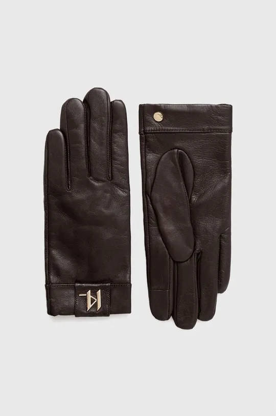 καφέ Δερμάτινα γάντια Karl Lagerfeld Γυναικεία