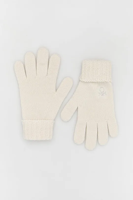 biały United Colors of Benetton rękawiczki z domieszką wełny dziecięce Dziewczęcy