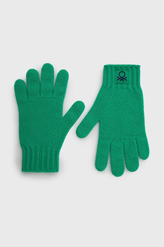 zielony United Colors of Benetton rękawiczki wełniane dziecięce Dziecięcy