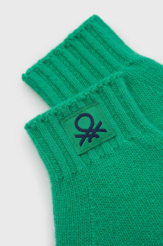 Παιδικά μάλλινα γάντια United Colors of Benetton πράσινο