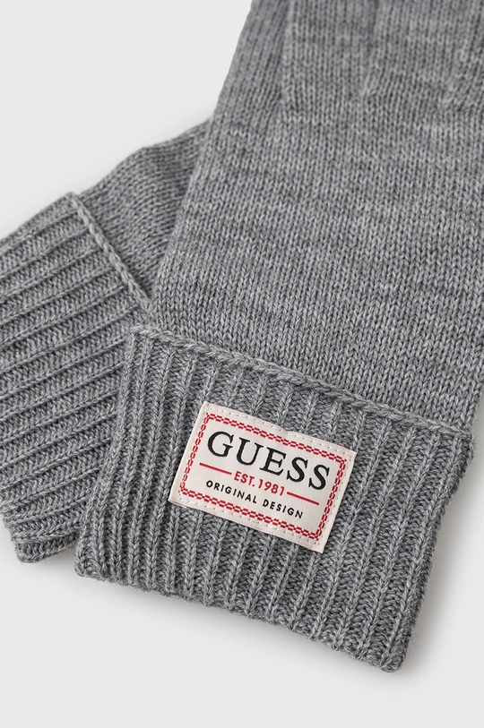 Guess guanti con aggiunta di lana grigio