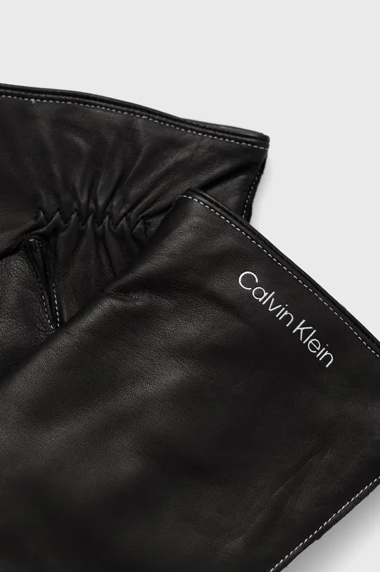 Шкіряні рукавички Calvin Klein чорний