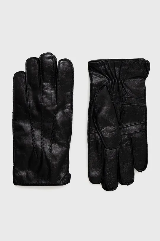czarny Sisley rękawiczki skórzane Męski