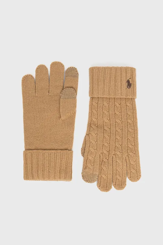 καφέ Μάλλινα γάντια Polo Ralph Lauren Ανδρικά