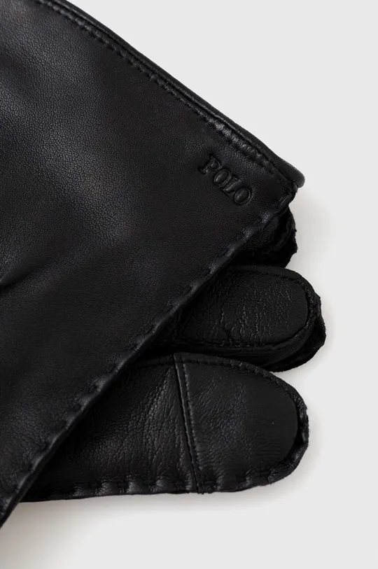 Kožené rukavice Polo Ralph Lauren čierna