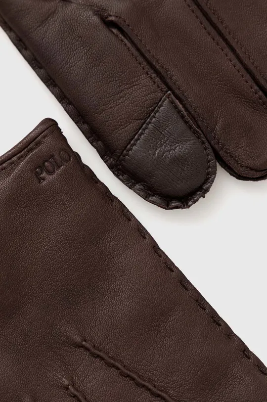 Шкіряні рукавички Polo Ralph Lauren коричневий