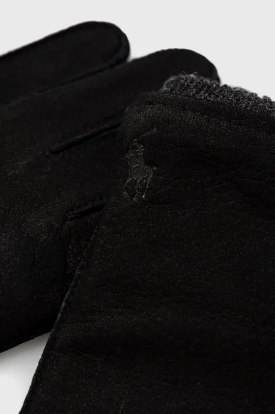 Semišové rukavice Polo Ralph Lauren čierna