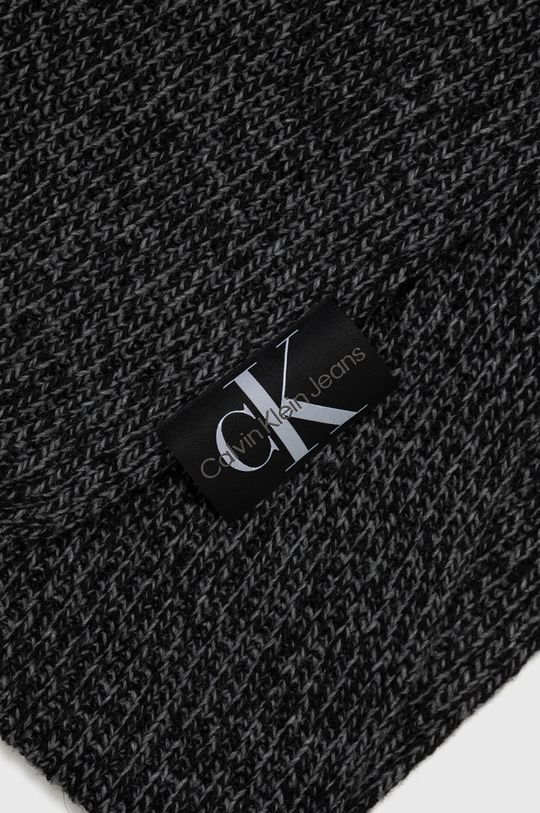 Calvin Klein Jeans szalik z domieszką wełny czarny