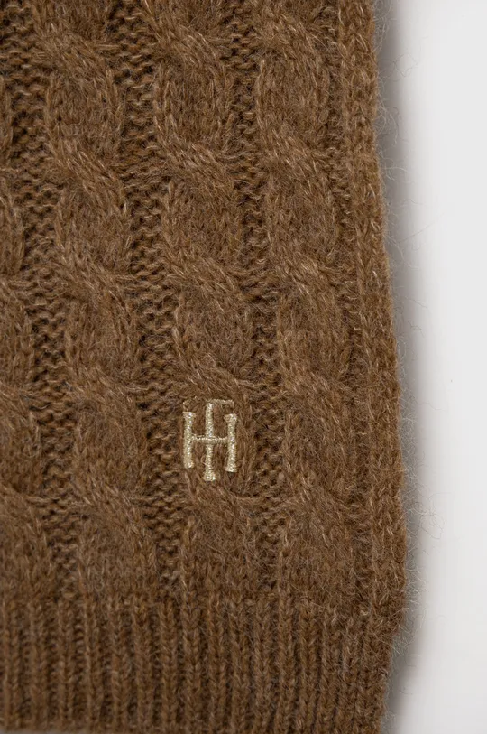 Kratki šal s primjesom vune Tommy Hilfiger smeđa