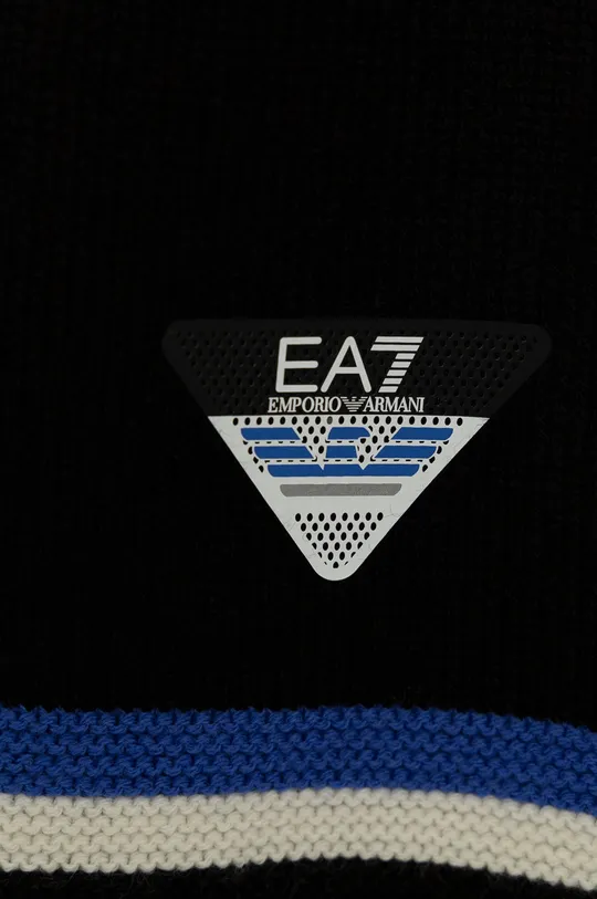 Вовняний шарф EA7 Emporio Armani чорний