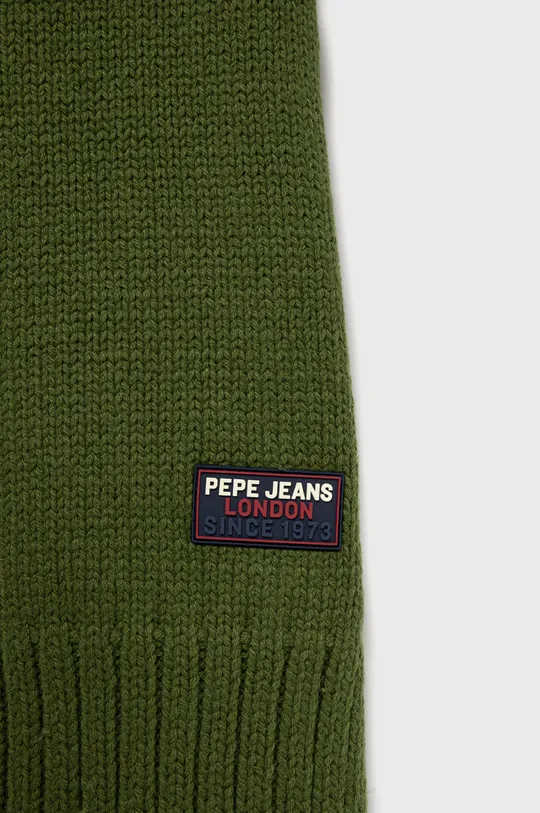 Pepe Jeans szalik z domieszką wełny zielony