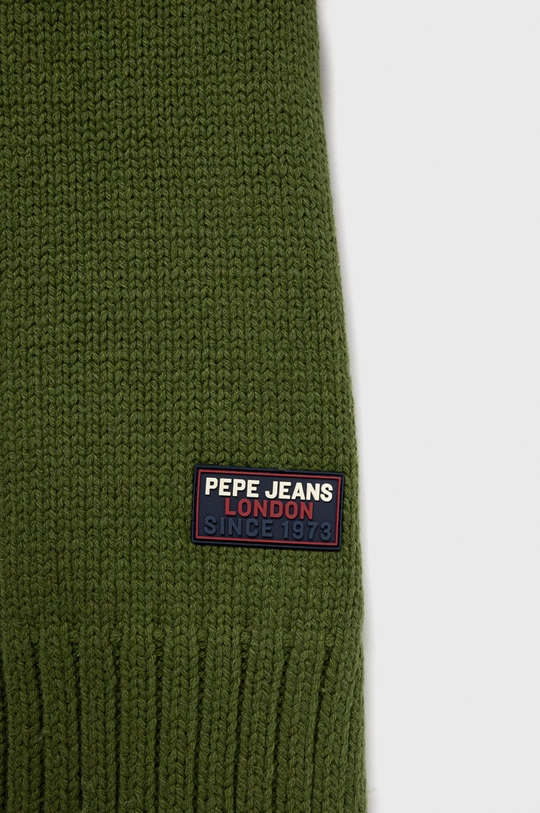 Kratki šal s primjesom vune Pepe Jeans zelena