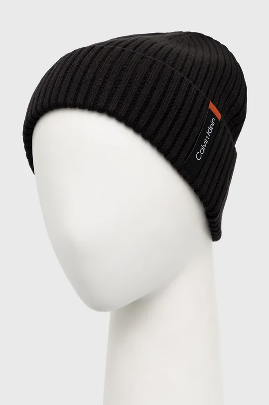 μαύρο Καπέλο και κασκόλ με μείγμα κασμίρ Calvin Klein