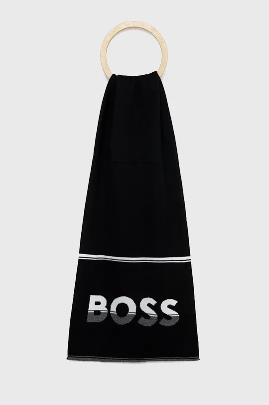 чёрный Шерстяной шарф BOSS Boss Athleisure Мужской