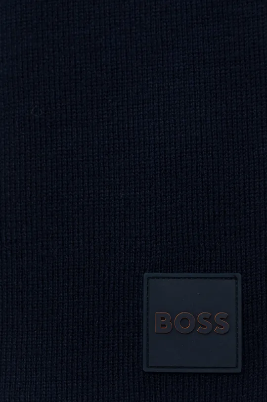 Μάλλινο κασκόλ BOSS Boss Casual σκούρο μπλε