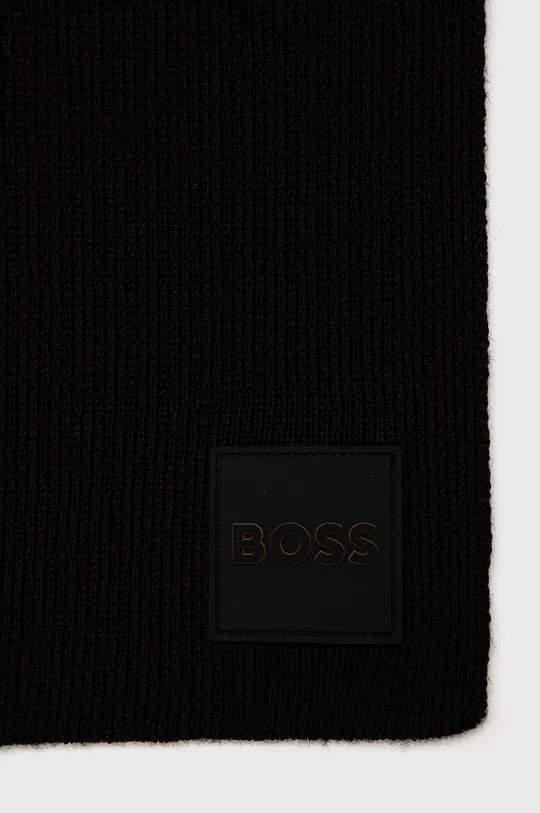 Vlnený šál BOSS Boss Casual čierna