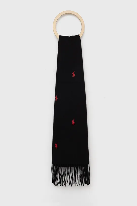 чёрный Шерстяной шарф Polo Ralph Lauren Мужской