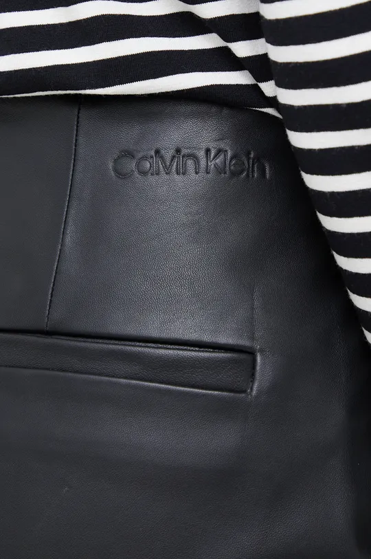 čierna Kožená sukňa Calvin Klein