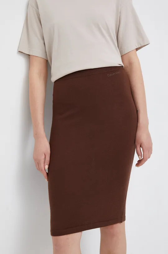 коричневый Шерстяная юбка Calvin Klein Женский