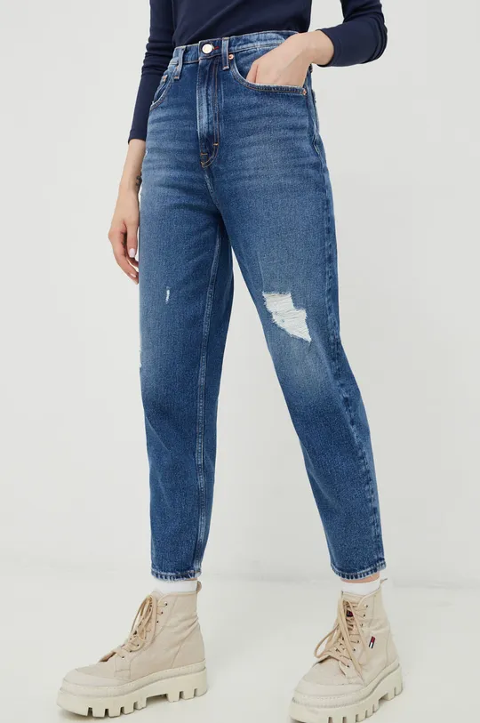 niebieski Tommy Jeans jeansy MOM CF8034 Damski