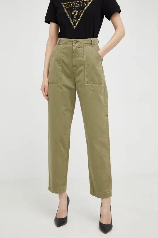 zelena Pamučne hlače Guess Ženski