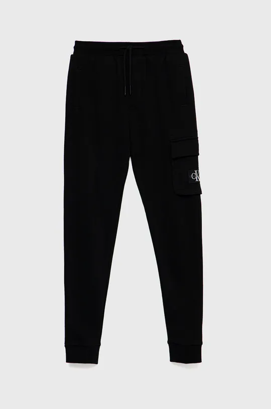 czarny Calvin Klein Jeans spodnie dresowe dziecięce IB0IB01190.9BYY Chłopięcy