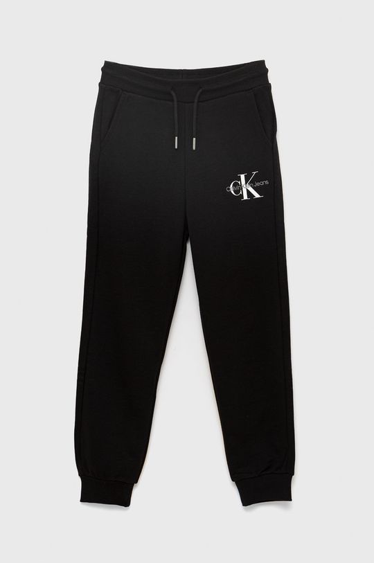 czarny Calvin Klein Jeans spodnie dresowe bawełniane dziecięce IU0IU00285.9BYY Chłopięcy