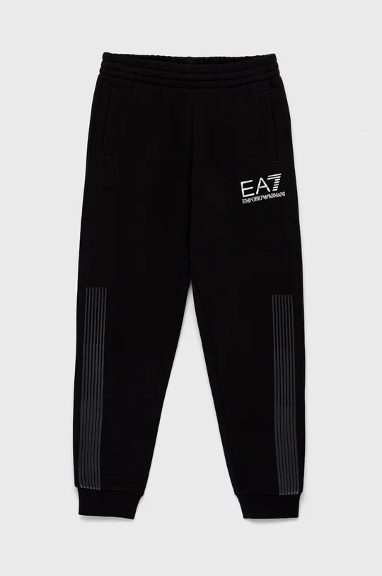 czarny EA7 Emporio Armani spodnie dresowe dziecięce Chłopięcy