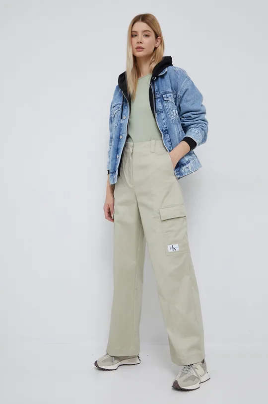 beżowy Calvin Klein Jeans spodnie J20J218979.9BYY Damski