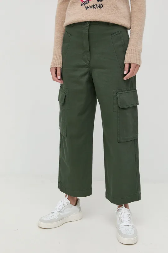 Βαμβακερό παντελόνι Weekend Max Mara πράσινο