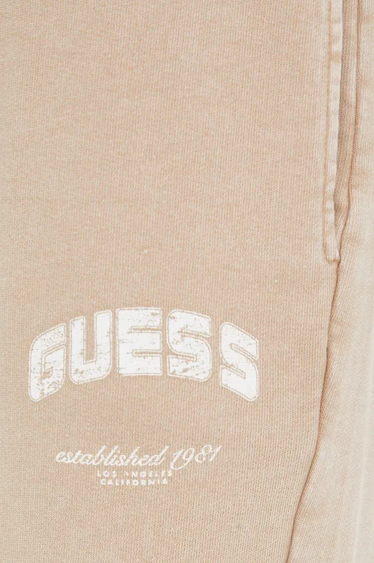 beżowy Guess spodnie dresowe bawełniane