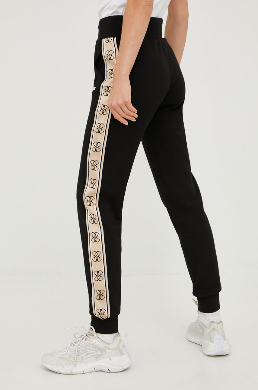 Guess spodnie dresowe, damskie kolor czarny z nadrukiem