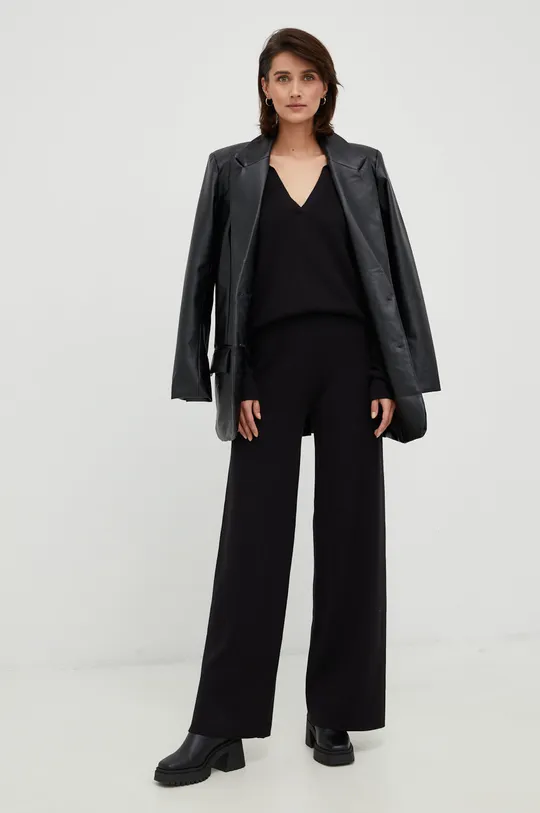 Штани з домішкою вовни Calvin Klein чорний