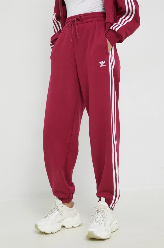 burgundské Bavlnené tepláky adidas Originals Dámsky