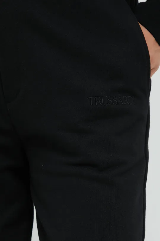 czarny Trussardi spodnie dresowe bawełniane