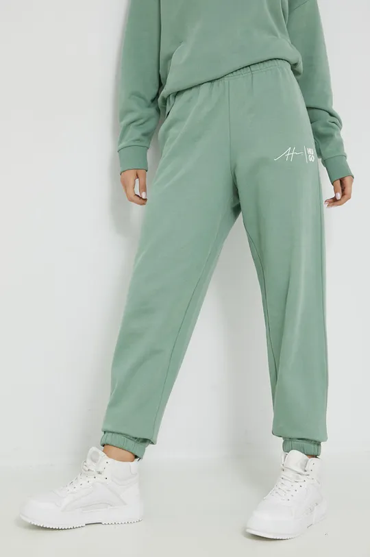 πράσινο Βαμβακερό παντελόνι HUGO Γυναικεία