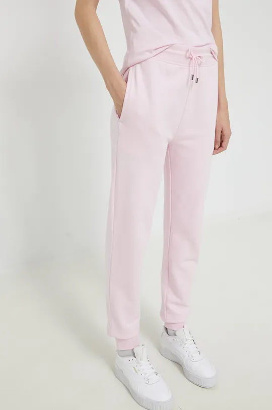 pastelowy różowy HUGO spodnie dresowe bawełniane Damski
