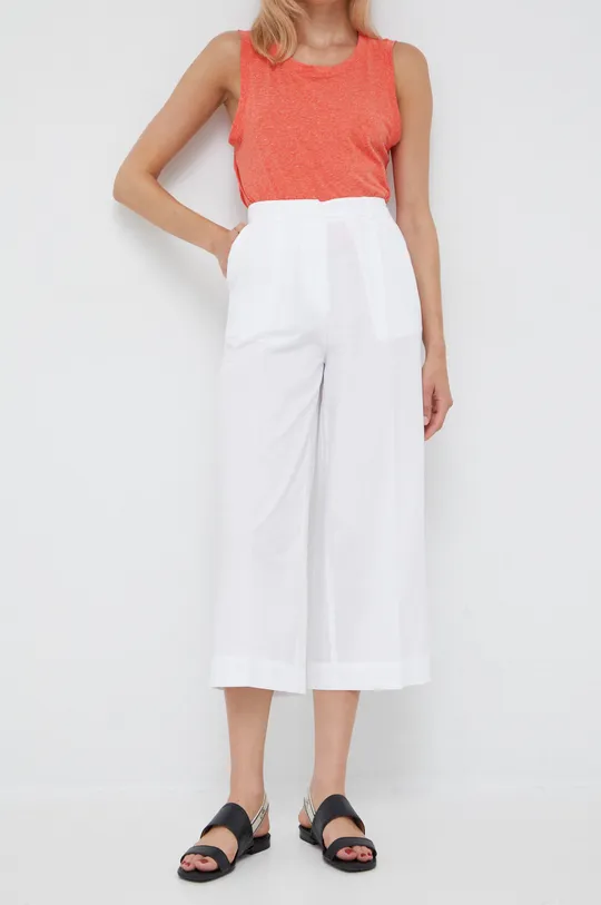 λευκό Βαμβακερό παντελόνι Sisley Γυναικεία