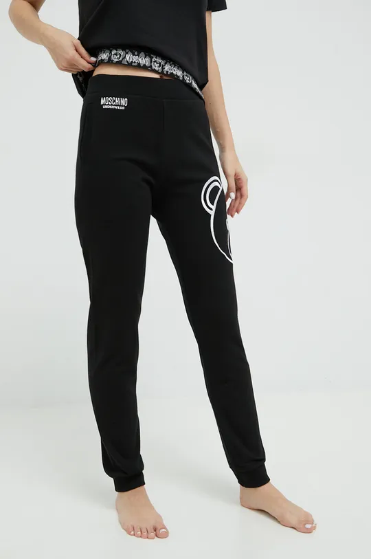 чёрный Хлопковые спортивные штаны Moschino Underwear Женский