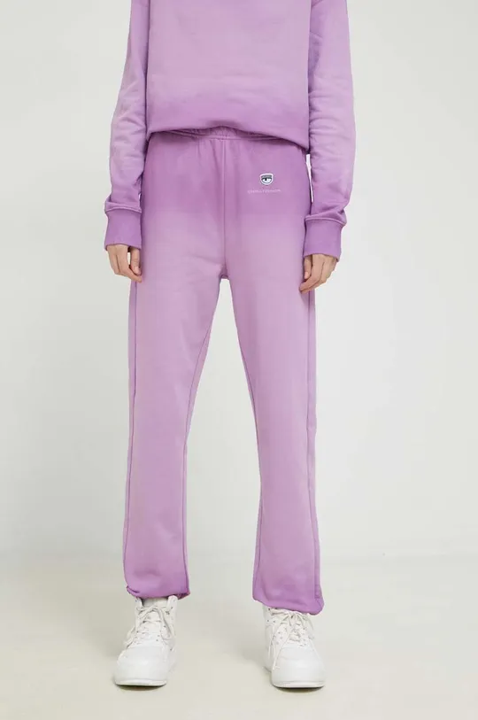 fioletowy Chiara Ferragni spodnie dresowe bawełniane Damski