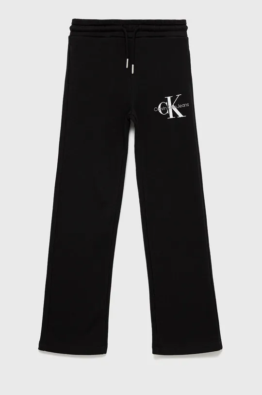 μαύρο Παιδικό βαμβακερό παντελόνι Calvin Klein Jeans Για κορίτσια