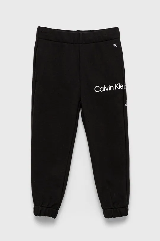 μαύρο Παιδικό βαμβακερό παντελόνι Calvin Klein Jeans Για κορίτσια