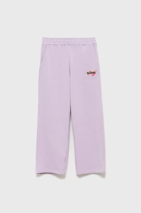 fioletowy Guess spodnie dresowe dziecięce Dziewczęcy