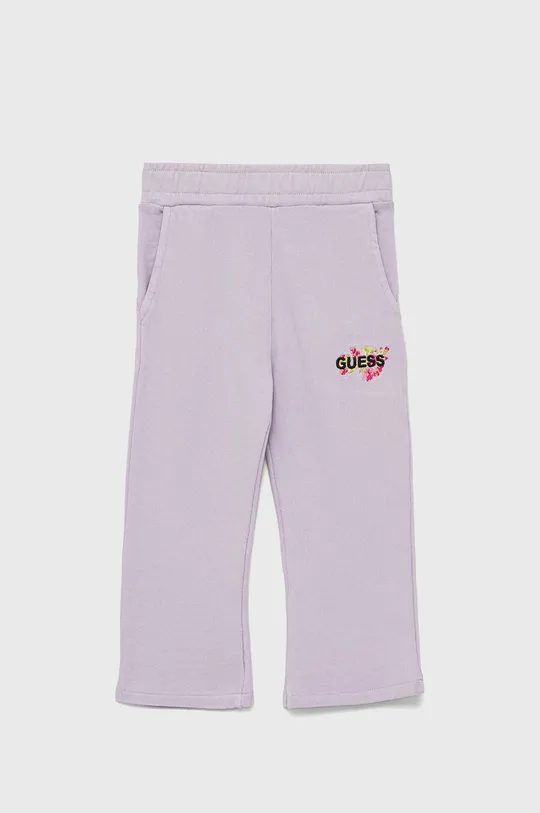 фіолетовий Дитячі бавовняні штани Guess Для дівчаток