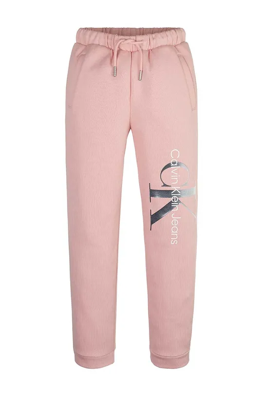 różowy Calvin Klein Jeans spodnie dresowe dziecięce Dziewczęcy