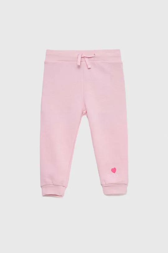 рожевий Дитячі бавовняні штани Guess Для дівчаток