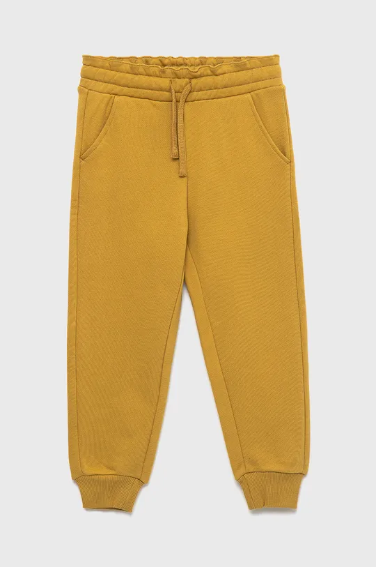 żółty United Colors of Benetton spodnie dresowe bawełniane dziecięce Dziewczęcy