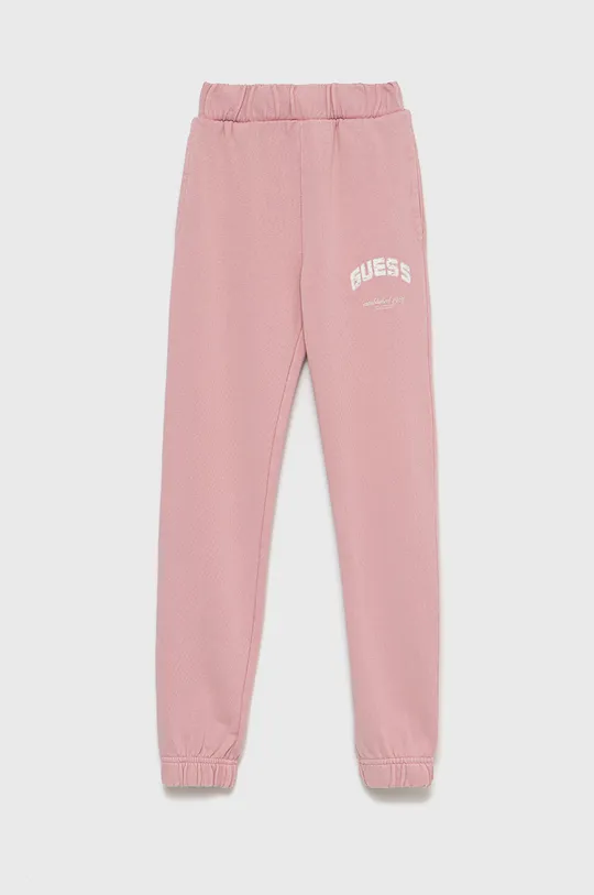 ροζ Παιδικό βαμβακερό παντελόνι Guess Παιδικά