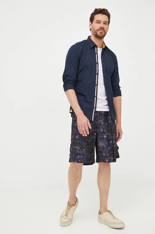 Emporio Armani shorts con aggiunta di lana blu navy