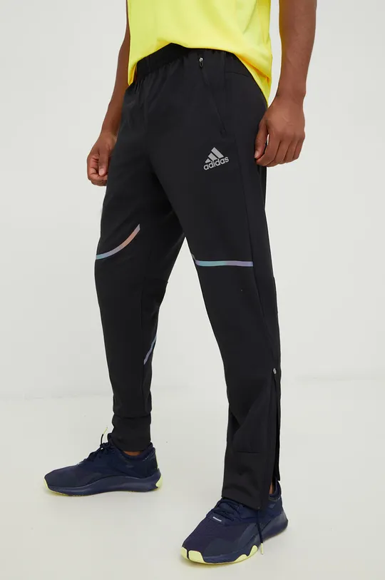 czarny adidas Performance spodnie do biegania Saturday Męski